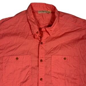 L.L.Bean Mens Made‎ in USA Vintage Button Up Shirt Short Sleeve XL Tall Cotton